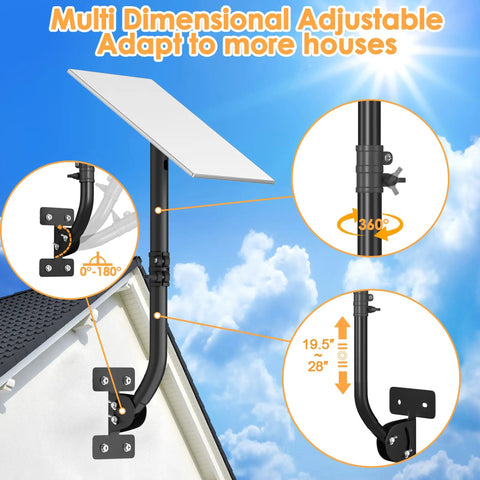 Heavy Duty Antenna Mount Pole For Outdoor Use With 180 Degree Pivot Base 1 Inch Diameter And 19.5 To 28 Inch Adjustable Length