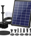 Solar Pond Fountain Pump 5.5W With Double Layer Nozzles Dry Run Protection 5 Ft Tubing For Bird Bath And Garden Ponds DIY Water Feature Kit