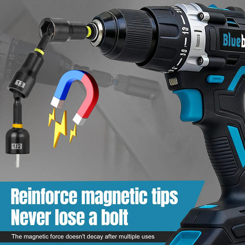 Drill using Beefy Magnetic Impact Nut Driver Set With Metric And SAE Includes Socket Adapters Wing Nut Driver Bit Holder
