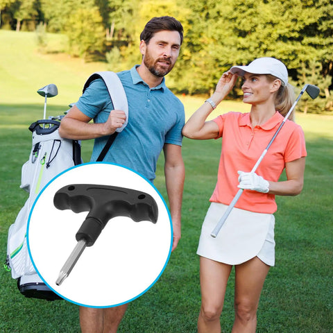 Adjustable Golf Wrench With Plastic Handle Stainless Steel Golf Driver Tool for head torque adjustment on golf course.