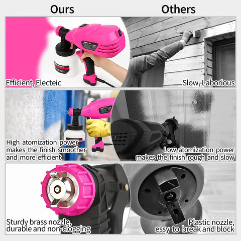 Comparison of powerful HVLP paint sprayer with adjustable flow and copper nozzles vs slower alternatives