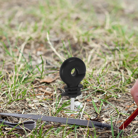 Electric Fence Insulators For Wood Posts With Socket Tool 51Pcs Insulated Fence Hardware Clips For Secure Wire Holding Heavy Duty And Sturdy In Harsh Climates Great For Farm Management And Pastures. black PP wood post insulator with metal pin on grass