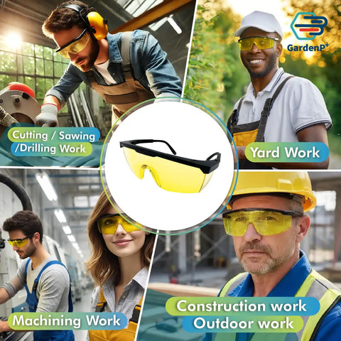 Hardcore UV Protective Safety Glasses With Snug Yellow Tint Anti Fog And Anti Glare Shield Wraparound Polycarbonate Lens for yard work and construction.