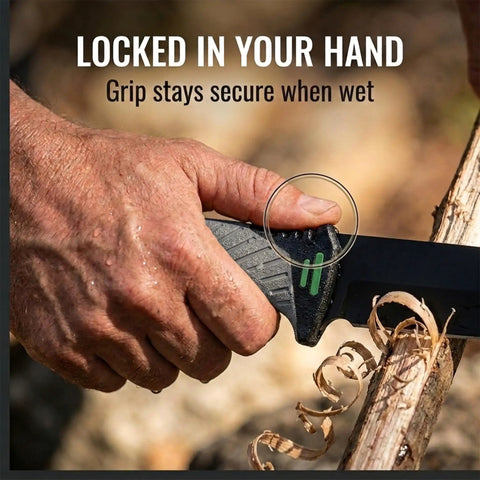 Hand gripping Six In One Survival Knife With Full Tang Design And 4.33 Inch Drop Point Blade Built In Sharpening Stone Ferro Rod