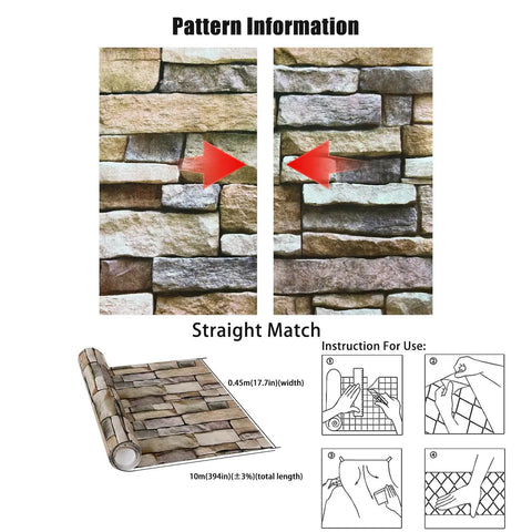 Peel And Stick Stone Brick Wallpaper For Kitchen Or Bath Backsplash Waterproof Self Adhesive Wall Covering In Beige Brown Realistic Brick Look