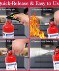 Instructions for using Six Pack Of Tough As Nails 2 Point 5 Lb Abc Dry Powder Fire Extinguishers With Snappy Quick Release Handles.