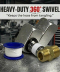 Air Compressor Swivel Connector Kit With 360 Degree Quick Connect Fittings, 1/4 NPT Male Adapter, and Teflon Tape in workshop