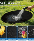 Spraying water on 36 Inch Double Sided Fireproof Fire Pit Mat for Bonfire - Heavy Duty Heat Resistant Deck Protector