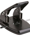 Workhorse Two Hole Puncher For Paper With 30 Sheet Capacity Adjustable Guide And Locking Mechanism Easy Punch Heavy Duty Black Office Tool