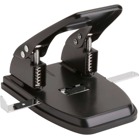 Workhorse Two Hole Puncher For Paper With 30 Sheet Capacity Adjustable Guide And Locking Mechanism Easy Punch Heavy Duty Black Office Tool