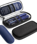 Open and closed view of Insulin Cooler Travel Case With Two 90g TSA Ice Packs, showing insulation and space for insulin pens.