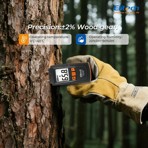 Digital Moisture Meter With Pin Probes For Water Leaks And Wood Floors And Walls, Four Wood Types And Four Material Modes, Auto Calibration At Startup, Hold Function, And Max Min Readings For Quick No Fuss Moisture Checks, measuring tree bark