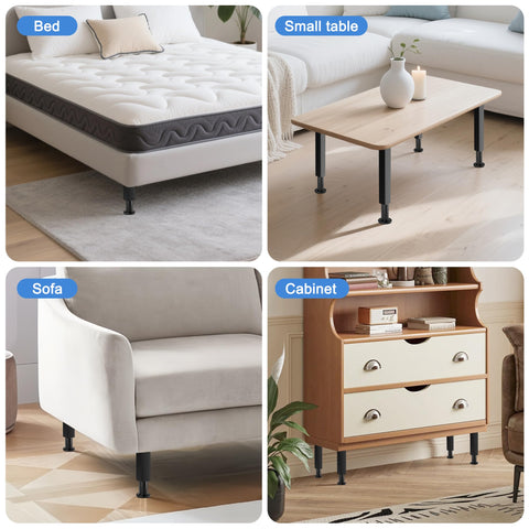 Heavy Duty Adjustable Bed Support Legs Set Of Four With Swivel Rubber Feet Non Slip Base 7 To 12 Inch Height Adjustment for bed, table, sofa, cabinet