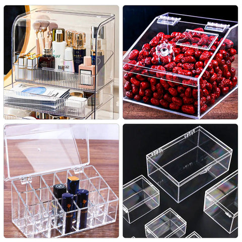 12 Pack Clear Acrylic Hinges Self Adhesive Transparent Piano Strips For Cabinet And Aquarium Lids Straight Up Durable Furniture Hardware No Sweat DIY Setup Smooth Finish 35X30MM displayed in storage solutions.