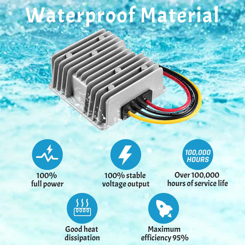 Heavy Duty DC To DC Voltage Converter Regulator Step Down From 36V Or 48V To 12V At 20 Amps 240 Watts with waterproof aluminum shell.
