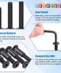 85 Piece Must Have M6 Hex Socket Cap Bolts Kit With 16 25 35 45 55 65 75mm Lengths Countersunk Heads And 42 Barrel Nuts Plus Allen Wrench For Chairs Tables Cabinets Furniture Black Hardware details