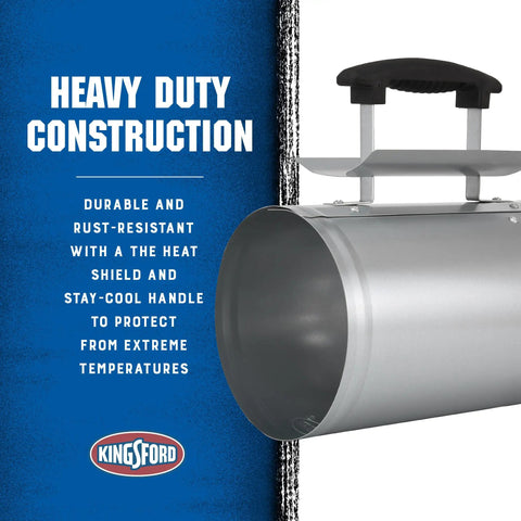 Heavy Duty Deluxe Charcoal Chimney Starter With Large Capacity Zinc Steel Build featuring heat shield and stay-cool handle