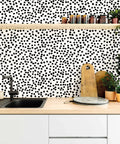 Modern kitchen with Easy Peel And Stick Black Polka Dot Wallpaper Roll No Mess Install 17.7 By 393.7 Inches Covers 48.4 Sq Ft Breezy