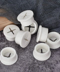 Silicone Cable Grommet Set, 12 Pcs 3/4 Inch Hole Covers for Desk Cable Management, White Finish, spread on grey surface