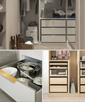 10 Pack Finger Edge Pull Handles 80mm Brushed Gold Aluminum Edge Pulls Right Angle Cabinet Hardware installed on kitchen drawers