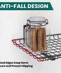 Garage Wall Shelves 12 By 24 Inch Heavy Duty Metal Wall Mounted Storage Shelf Set 2 Pack Black Rust Resistant Finish Each Shelf Holds Up To 60 Lbs with anti-fall design shown securing a jar.