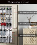 Over The Door Space Saver Shoe Organizer with 24 Mesh Pockets Hanging on Door Containing Children's, Women's, Men's Shoes