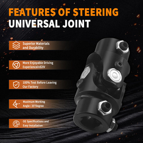 3/4-36 Spline To 3/4 Inch DD Black Steering Universal Joint Shaft, 83mm with durability features and specs