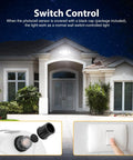 LED Dusk To Dawn Flood Light 80W 8000LM Exterior Security Lighting illuminating a house at night with switch control close-up.