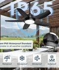 42 Inch Outdoor Ceiling Fan With Lights, IP65 Weatherproof, Dimmable LED in gazebos, showing rainproof feature