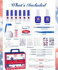 Fourth Of July Gel Nail Polish Kit With UV Light And 6 Festive Red White Blue Shades, Base Top Coat, Stickers, And Nail Art Tools