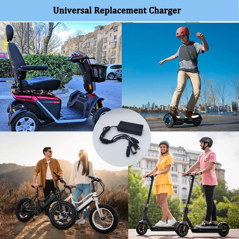 Universal 5 In 1 48V Lithium Battery Charger For Ebikes And Electric Scooters, Fast 2A Power Adapter With Five Connectors, Works With 48V Batteries For Electric Bikes, One Wheel, And Other Electric Vehicles