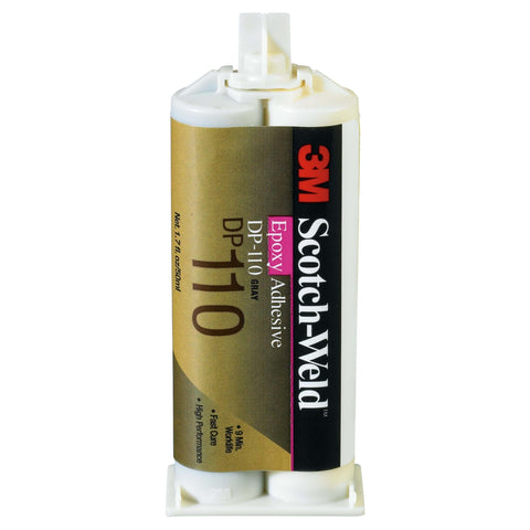 DP110 Gray Epoxy Adhesive Duo-Pak 200 mL cartridge for strong permanent bonding under vibration and impact, high shear strength.