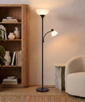 Sky Dome Plus LED Floor Lamp Torchiere With Reading Arm Two LED Bulbs Deliver 3000K Warm White Super Bright Ambient Mood Lighting