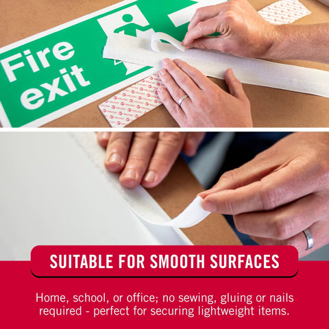 Applying self-adhesive hook and loop fasteners roll fifteen feet by three quarter inch white for smooth surface bonding
