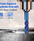 Beefy 5-Piece Carbide End Mill Set For CNC Router Bits, Square End Mills with Nano Blue Coating cutting metal