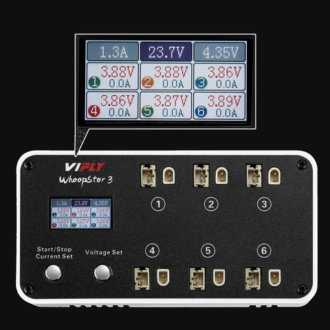 Six Port One S LiPo Battery Storage Charger And Discharger For Tiny Whoop Drones With LCD Screen PH2.0 And BT2.0 Connectors V3