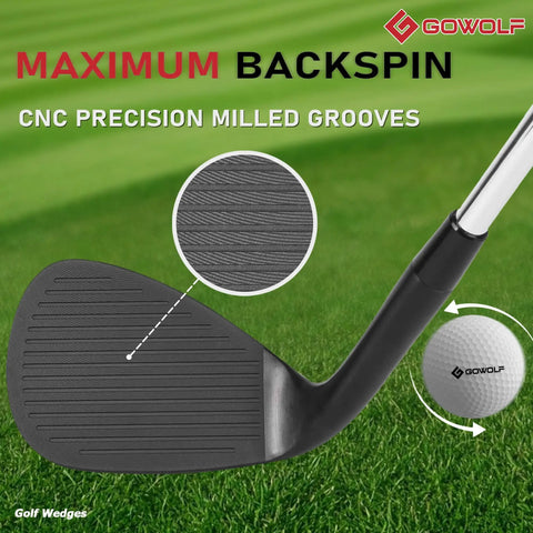 69 Degree Right Hand Forged Golf Wedge With Full Face Grooves CNC Milled For Killer Spin In Sand Gap And Lob Wedges For Men A Great Gift For Golfers Everyday showing club head and ball.