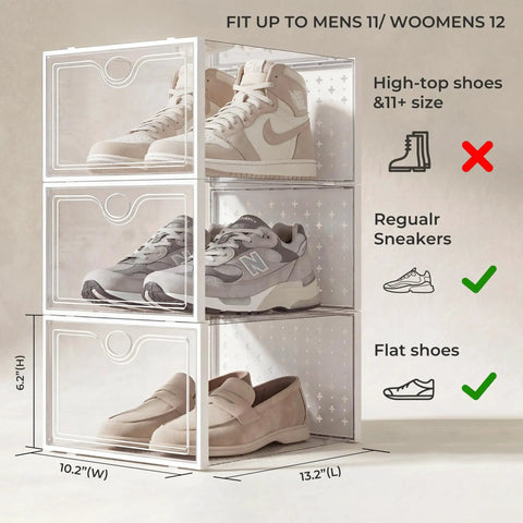 15 Pack X Large Clear Stackable Shoe Storage Boxes Fits Men Size 12 Women 13 With Locking Buckles Keep Kick Game Sharp And Closet Drama Zero Using These Legit Durable Plastic Sneaker Cases