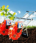 Double Row Hand Push Garden Seeder With Roller And Fertilizer Spreader All In One Seeding Machine for home garden use