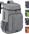 Insulated Cooler Backpack With Leakproof Liner, Soft Lunch Ice Bag, shown in gray with multiple color options