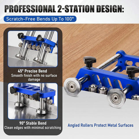 Sheet Metal Roller Two Station Bender For Roofing And Fabrication 0 To 100 Degree Bend Range With Large Rollers