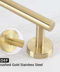 Close-up of Heavy Duty Stainless Steel Towel Bar Wall Mount Rack in gold finish, showing brushed texture and base attachment detail.