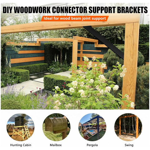 45 Degree Angle Bracket Kit For Pergolas And Gazebos, Heavy Duty Metal DIY Brackets For Patios, Porches, Tree Houses And Log Cabins, Quick Install, Weather Resistant, 12 Pack