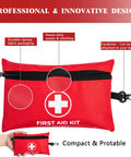 Atickyaid mini red first aid kit in compact fabric pouch with zipper and carabiner