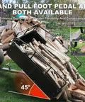 Beefy Heavy Duty Garden Dump Cart With 900 Pound Capacity unloading logs, attached to lawn mower, foot pedal and hand pull visible.