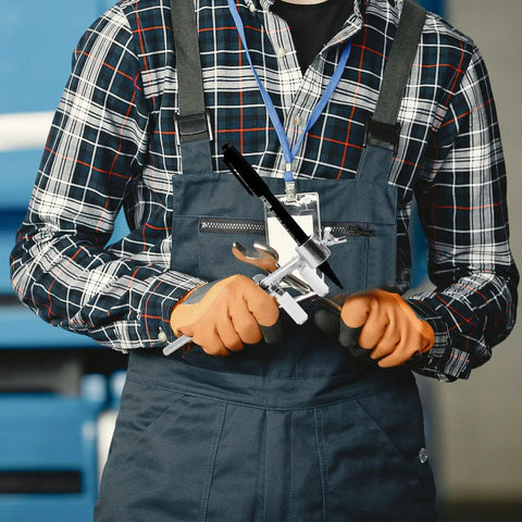 Mechanic holding DIY Auto Body Dent Repair Kit With Wheel Arch Marker And Iron Tool For Sheet Metal Restoration