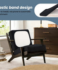 4 Pack Stretchy Outdoor Cushion Covers For Patio Furniture on black lounge chair in living room with elastic band design