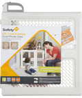 2-In-1 Baby Gate With Hardware Mount For Stairs And Doorways, Pressure Install Option For Easy Setup packaging with kid-friendly swing door