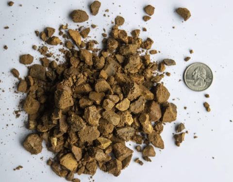 Decomposed Granite For Pathways And Patios, Compactable DG Gravel For Trails And Paver Bases with a quarter for scale