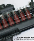 Side Saddle Shotgun Shell Holder For Picatinny Mounts Holds Six 12 Gauge Rounds Easy Install No Gunsmithing Quick Access Accessory